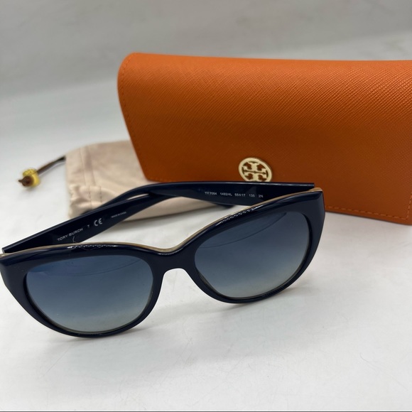 Tory Burch Accessories - Tory Burch Dark Blue & Beige Cat Eye Sunglasses TY7084 55 17 135 2N with Case